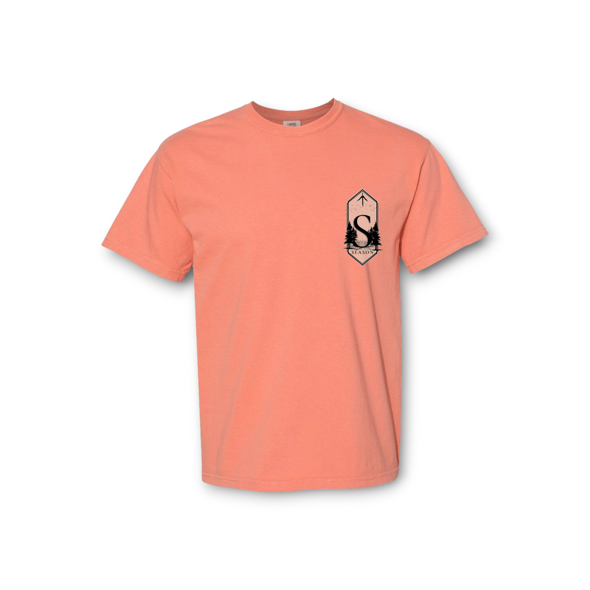 Season Mens Dove Season terracotta garment-dyed ring-spun cotton t-shirt with a small chest graphic