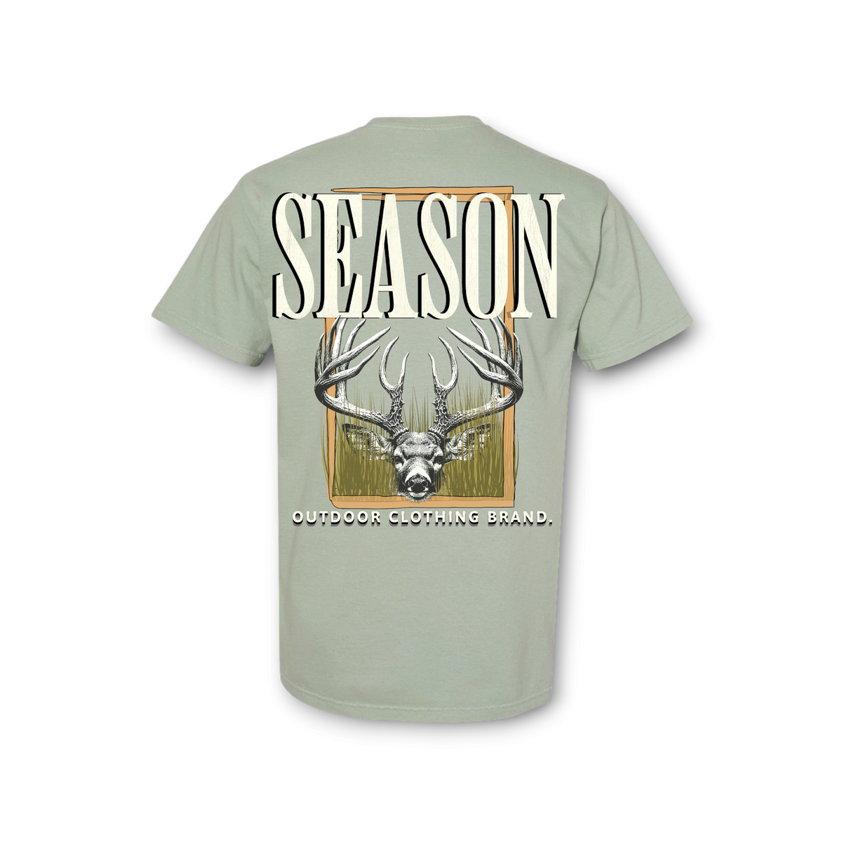 Season bay green Comfort Colors ring-spun cotton t-shirt with a deer graphic print on the back